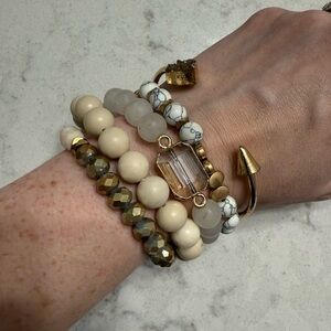 EUC Heavy Stone bracelet stack
